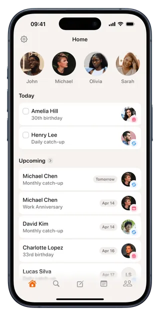 Favorite friends on Home Screen